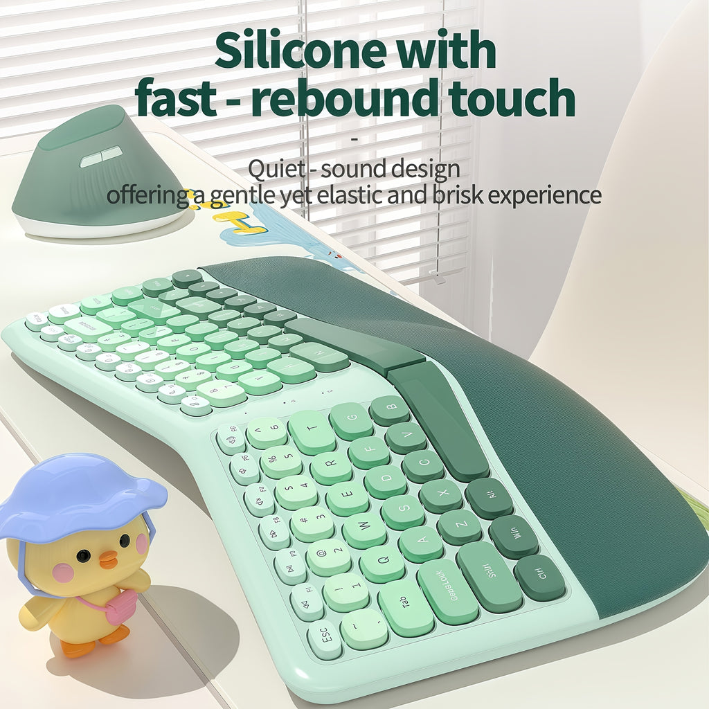 The New Keyboard And Mouse Set from KLZO Boasts an Ergonomic Design, Offers Support for The Wrists, Promotes Hand Health, Helps Prevent Tenosynovitis, Features Wireless Wireless Connectivity