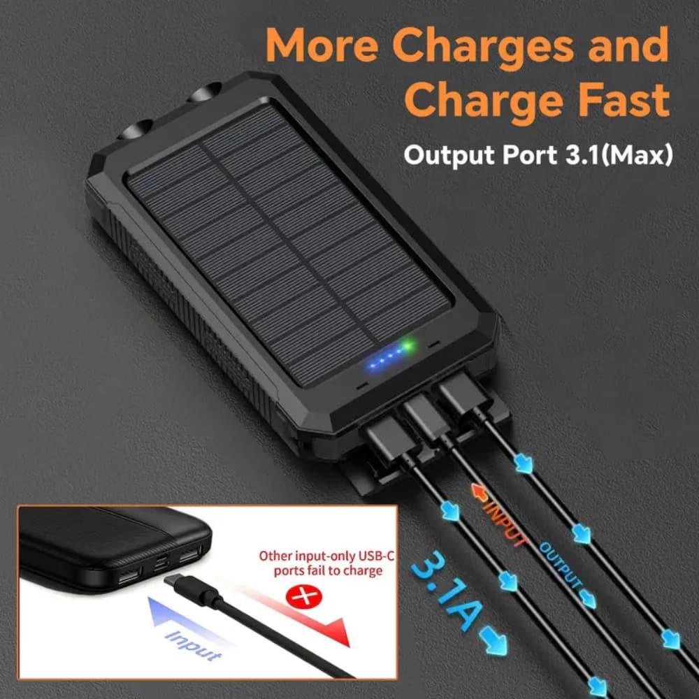 [Travel Camping] Solar Charger-50000mAh Solar Charger Power Bank+1pc Small Pendant, Dual USB Port-Portable Solar Phone Battery Panel Charger, for All Cell Phones & Electronic Devices- Long Lasting, Travel Camping, LED Flashlight