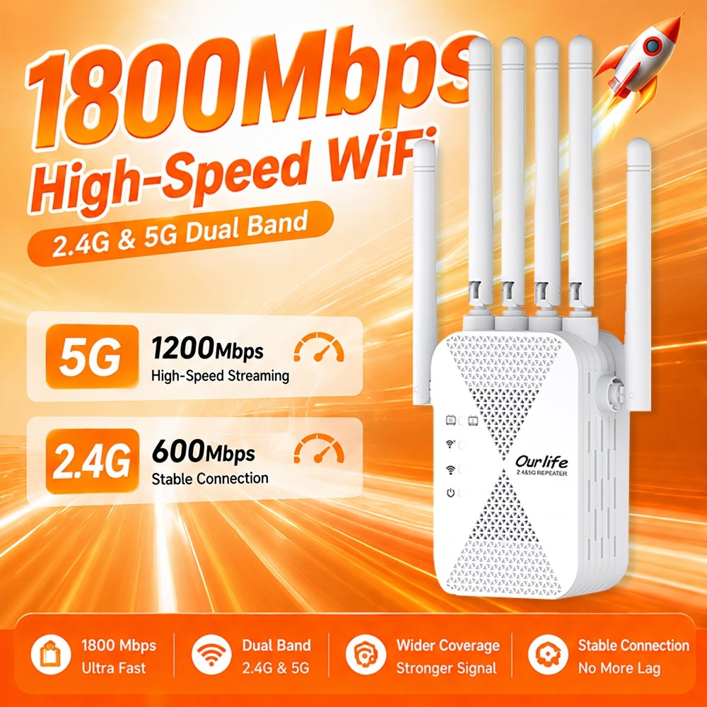 WiFi 6 Signal Enhancer - Black Model, Equipped with 6 Antennas, Wide Coverage, Wall Penetration, Support for Smart Routers, Modern WiFi Enhancer, Compact WiFi Enhancer, Coffee Shop Internet Accelerator, Portable Repeater Stable Connection