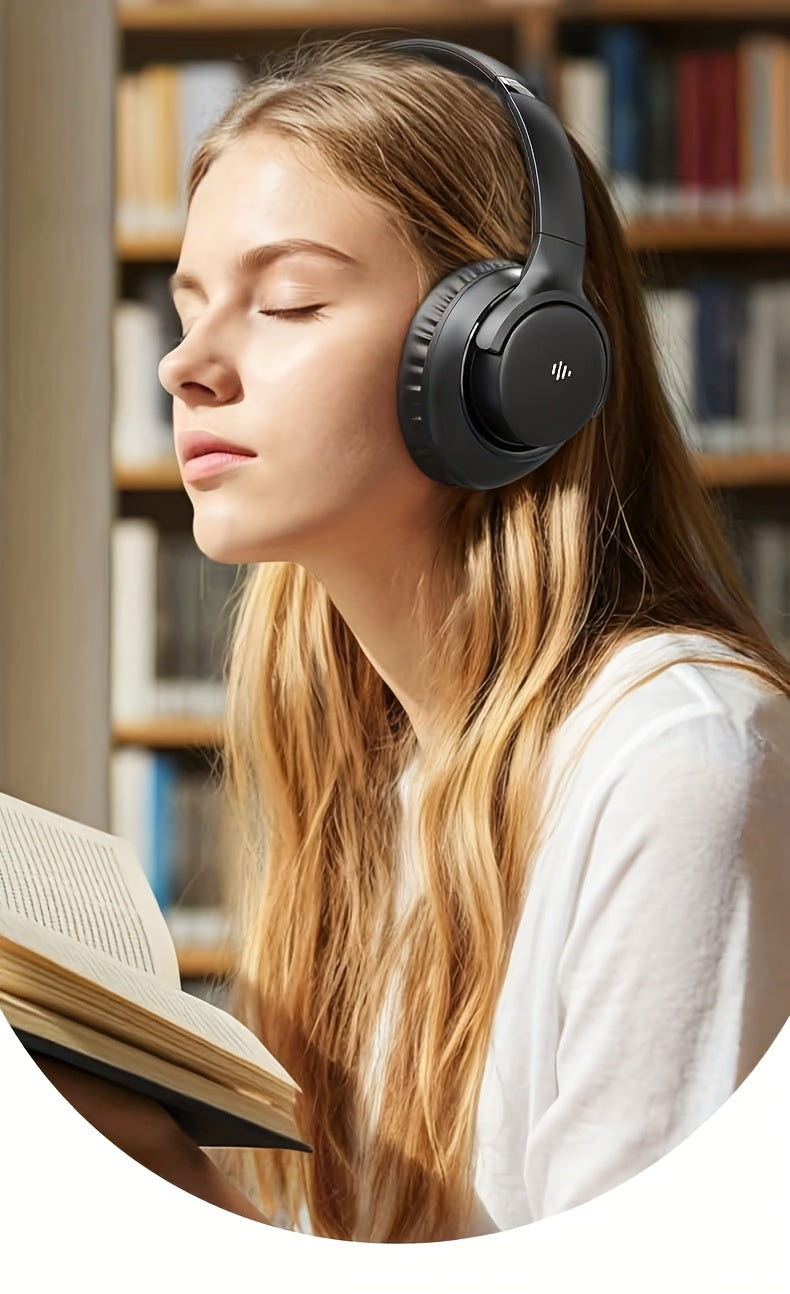 KVIDIO Wireless Over-Ear Headphones, Rich Bass, Hifi Stereo, Low Latency, 65 Hours Ultra-Long Battery Life, with Microphone, Foldable Lightweight Design, Suitable for Travel, Work