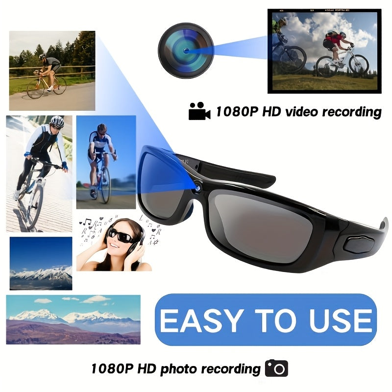Smart Glasses Camera, High-definition 1080P Video Glasses, Built-in 32GB Storage Card, Music And Call, Sports Camera, Wearable Action Camera, Rechargeable Battery, 2-hour Battery Life, Suitable for Travel And Vlog Recording, Valentine's Day Gift