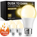 Set of Four Dusk-To-Dawn LED Bulbs with Light Sensors, Automatically Turning on And Off, Equivalent to 60W But Using Only 9W, Available in White at 5000K/2700K, Featuring an E26 Base