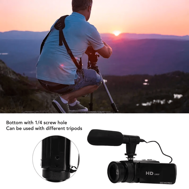 Professional 1080P Digital Camera with Large HD Display, High-Magnification Optical Zoom, Built-in Microphone, CMOS Sens