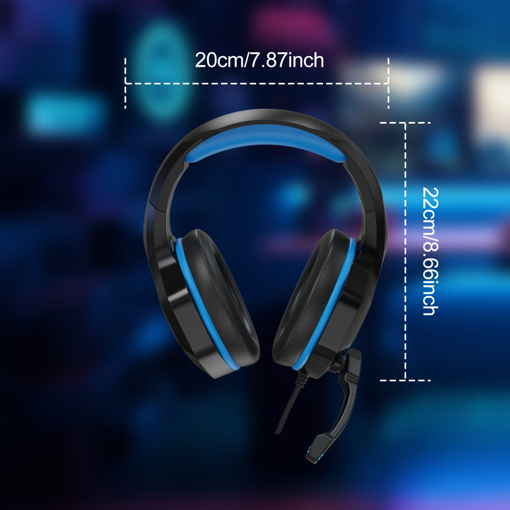 NPET 1pack/2 Packs Stereo Gaming Headset For PS4pcs Xbox One PS5 Controller, Noise Cancelling Over Ear Headphones With Mic, LED Light, Bass Surround, Soft Memory Earmuffs Blue