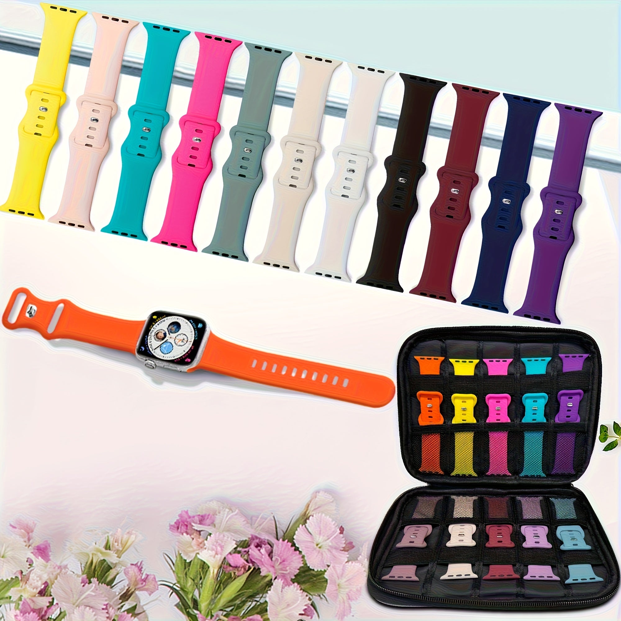 15pcs of Sports Watch Straps That Fit Apple Watch Sizes 44Mm, 45Mm, 46Mm, 49Mm, 42Mm, 41Mm, And 38Mm, Suitable for Both Men And Women. These Soft Silicone Bands Are Designed for Iwatch Series 10, 9, 8, 7, 6, SE, 5, 4, 3, 2, And 1