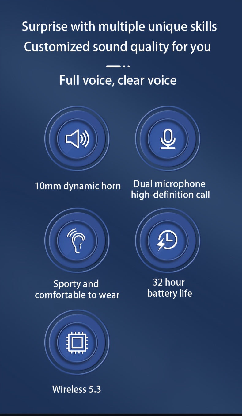 Open-Ear Wireless Earbuds 5.4, Wireless Sports Earphones with Built-In Microphone, Featuring Ear Hooks, 24 Hours of Playback Time, LED Display Charging Case, Suitable for Running And Fitness, in Black