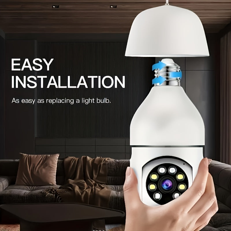 [1080P] 1/2Pc 3MP Light Bulb Camera 2.4Ghz Wifi, 1080P Wireless Surveillance Camera with Full-Color Night Vision, Two Way Audio, Motion Detection, 360° Pan&Tilt for Home Security