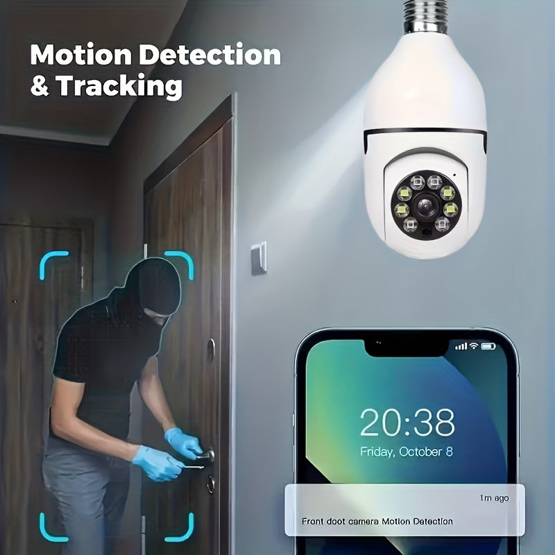 Wireless 3MP Bulb Security Camera with 5G & 2.4GHz WiFi, 360° Panoramic HD Indoor Monitoring System, Night Vision, Two-Way Audio, Smartphone App Control. Perfect for Home, Garage, Pet Monitoring, Indoor Surveillance., Pet Monitoring System