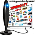 2026 Upgraded Smart AI-Driven Ultra-Long Range Indoor TV Antenna Compatible for Smart & Legacy TVs, 4K/1080P HD Signal Booster with VHF/UHF Tuner, Easy Install for Free Channels, for Theater, for Smartbox, for Smart Antenna