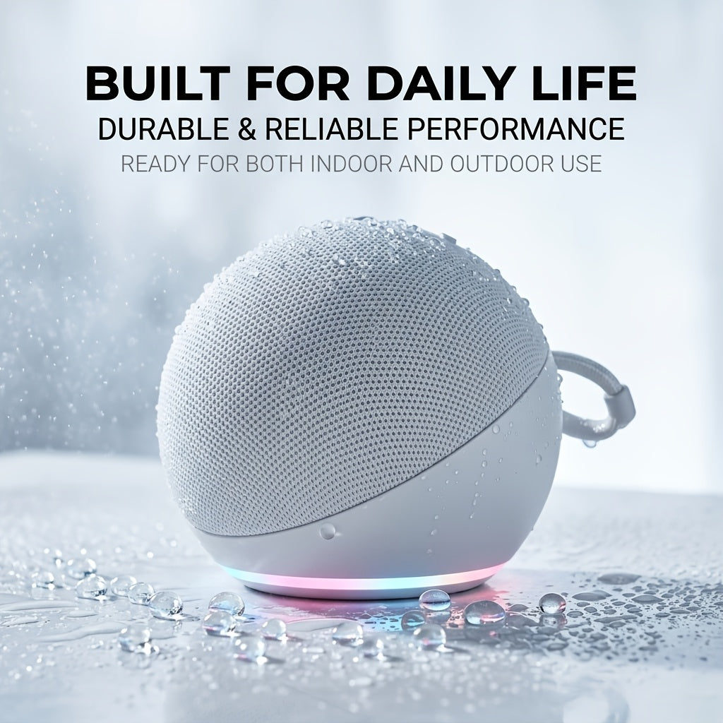 Spherical 5Th Gen Alexa Dot Smart Speaker with RGB LED Light, Wireless Subwoofer, TWS Connection, And Portable Base