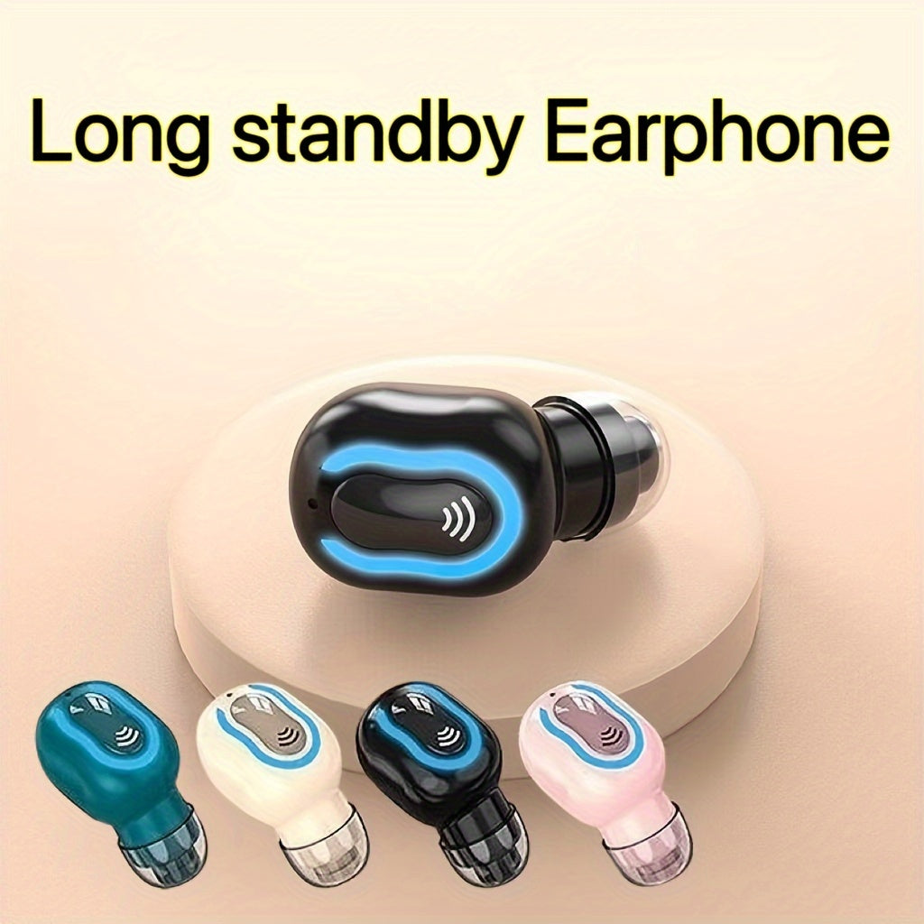 1 Pc Wireless Earphone Long Standby With Microphone Mini Invisible Headset  In-Ear For Running Gym Exercising Cycling Sports For IOS/Android