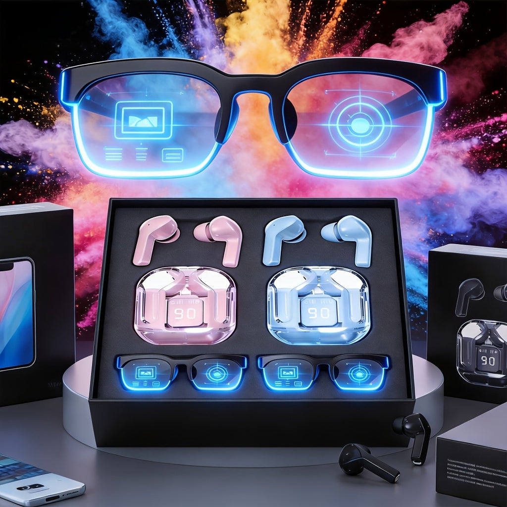 [Smart Wireless Glasses] 2026 New AI Real-Time Translation Multifunctional Smart Wireless Glasses And Trendy Headphone Set - Built-In Microphone And Speakers, HIFI Music Quality, Music Playback And Hands-Free Calling, High-Definition Voice Calling