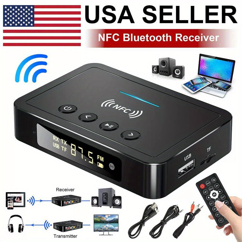 Wireless Transmitter Receiver, Wireless 3.5Mm Adapter, AUX NFC to 2 RCA Audio