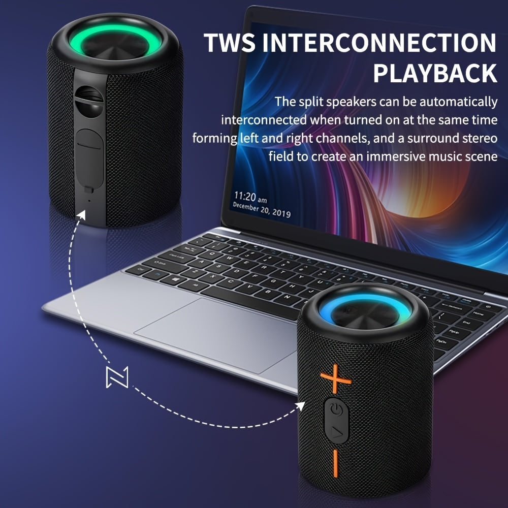 2-in-1 Wireless Speaker | Dual-channel Wireless Stereo Design with RGB Breathing Lights, Dual-mode Battery/USB Operation | Perfect for Indoor/Outdoor Parties, Offices, Bedrooms, Kitchens