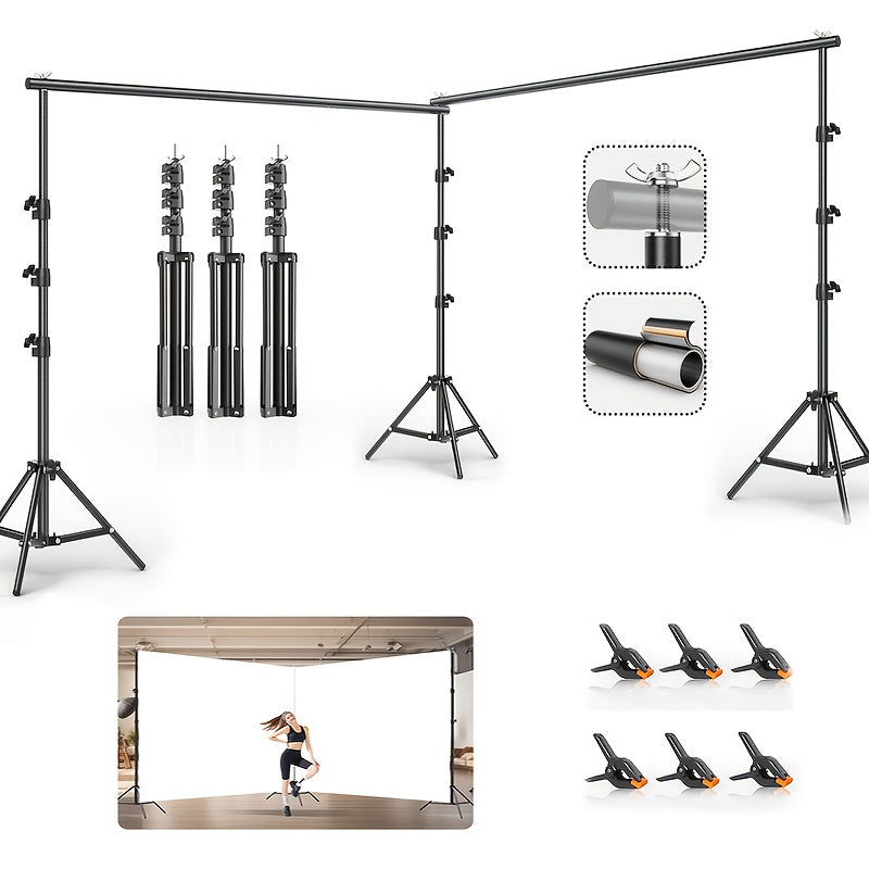 BEIYANG10 X 20ft Adjustable Photo Backdrop Stand Kit, Durable Iron Construction with Carrying Bag, Clamps - Ideal for Photography, Video Studios, Birthday Parties & Display Stands