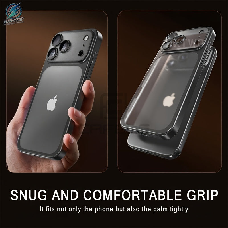Phone Case: Luxury Matte Transparent Wireless Charging Phone Case for iPhone 12/13/14/15/16/17 Air Pro Max with Shockproof Lens Film and Clear Back Cover