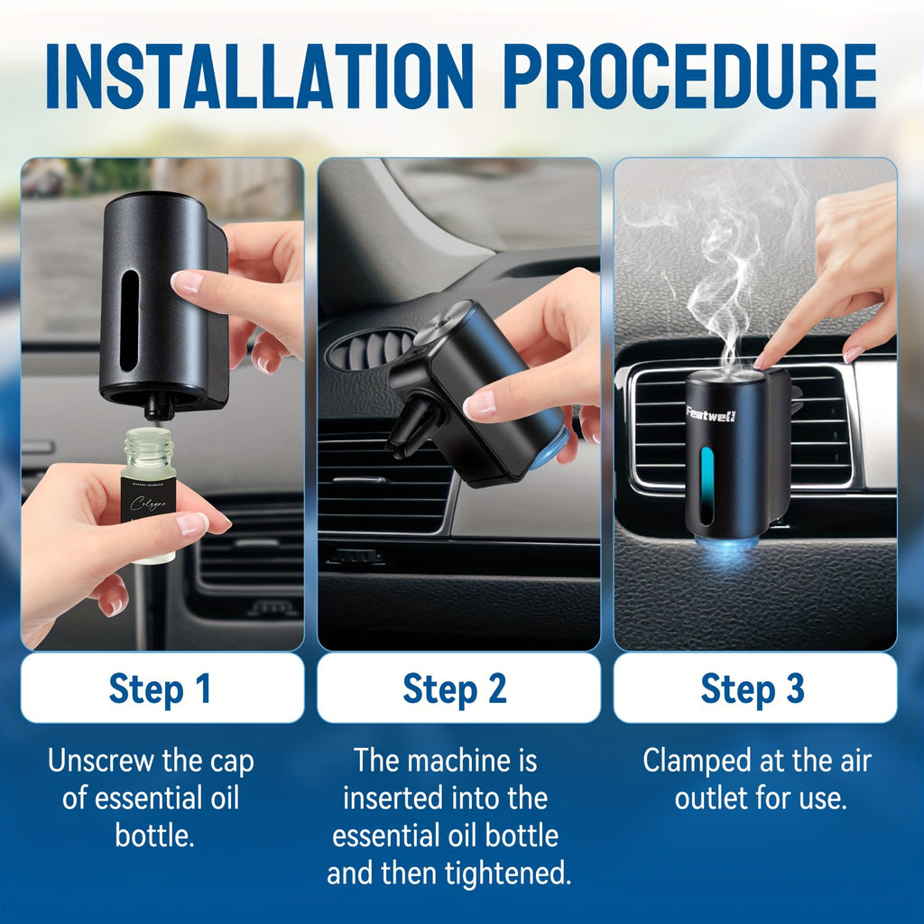 Smart Car Air Fresheners - 3*0.34oz Natural Essential Oil Lasts 45 Days, Portable Waterless Car Diffuser Air Freshener Car Aromatherapy Diffuser, Adjust Concentration Scent