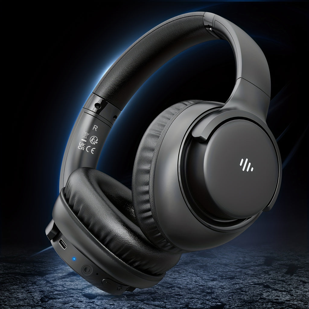 KVIDIO Wireless Over-Ear Headphones, Rich Bass, Hifi Stereo, Low Latency, 65 Hours Ultra-Long Battery Life, with Microphone, Foldable Lightweight Design, Suitable for Travel, Work