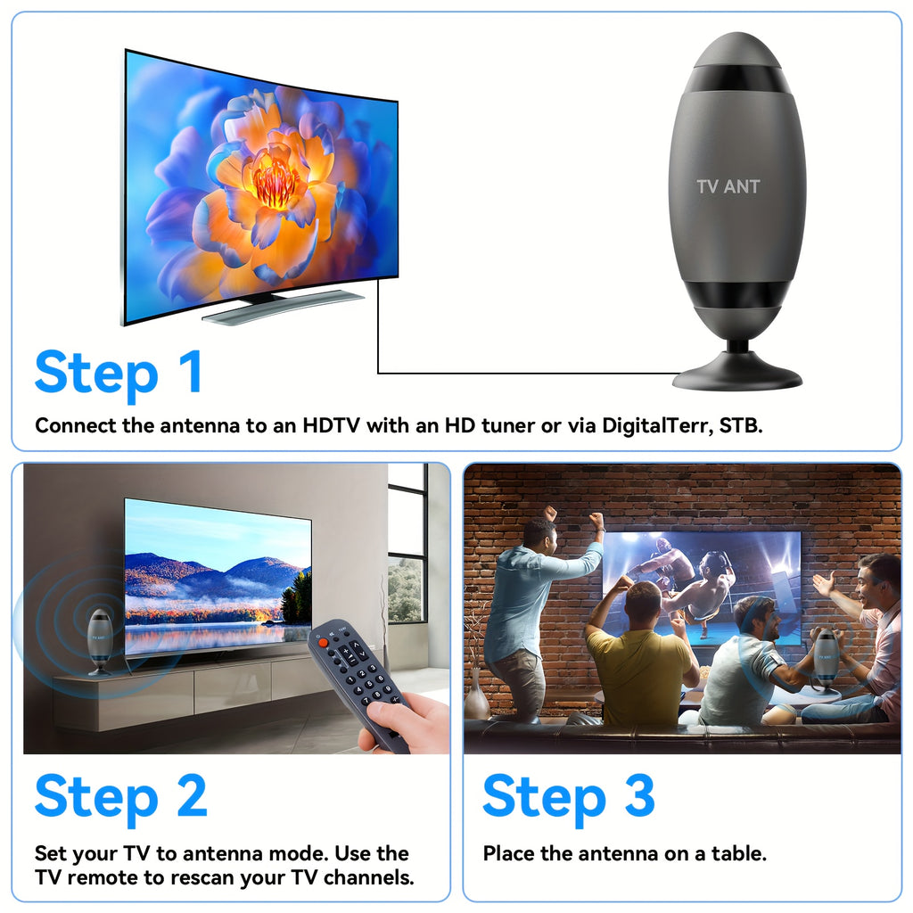 2026 Metal Long Range HD 4K TV Antenna 200KM TV Signal Reception One Touch Long Distance Mode USB Interface Complete Accessories Included Watch TV For Free Works With Smart TVs Old Style TVs And Indoor Setups Ideal For Home Car And RV Use Receives C