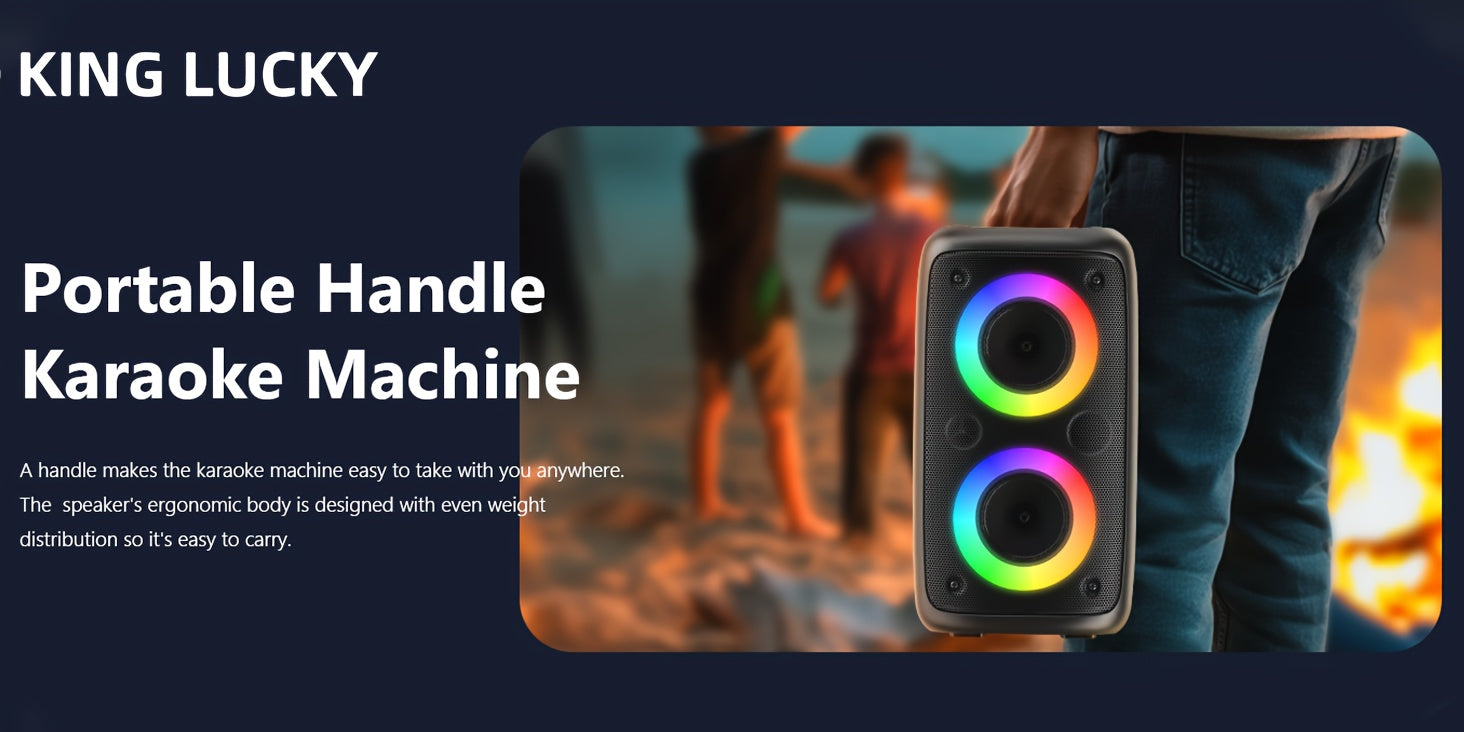 Kinglucky Wireless Speaker with Microphone, Large Speaker, Portable Speaker, Subwoofer, Outdoor Wireless Speaker, for Party Disco Lights, TWS, TF, AUX, MIC, Suitable for Party Use, Outdoor Events & Family Singing