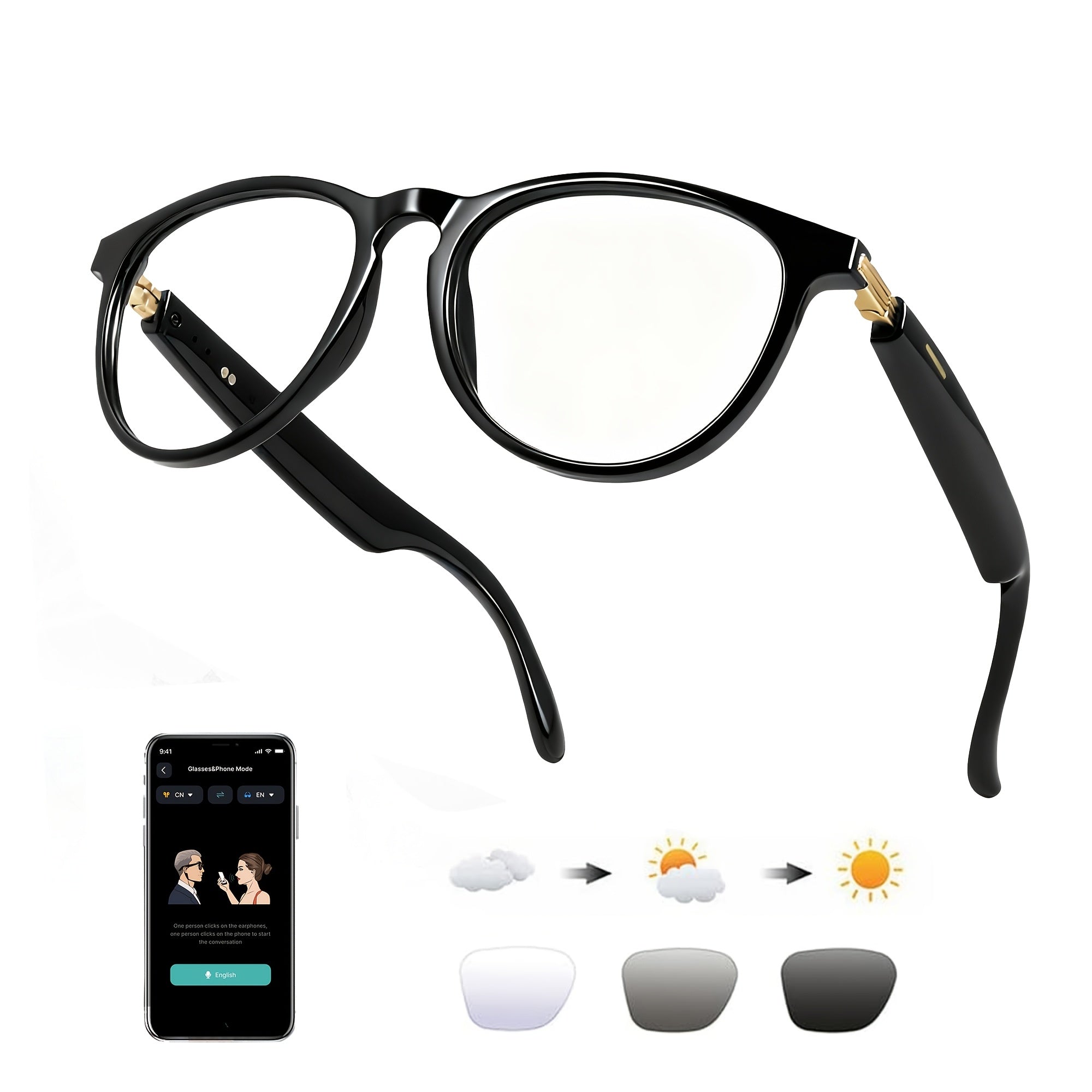 OICIIDO New AI Smart Glasses Support Real-time Translation for 160+ Languages And Video Translation. Equipped with Chat GPT System. Multifunctional Audio Glasses for Men And Women. Built-in Microphone And Speaker. HD Voice Calls And Hi-Fi Music