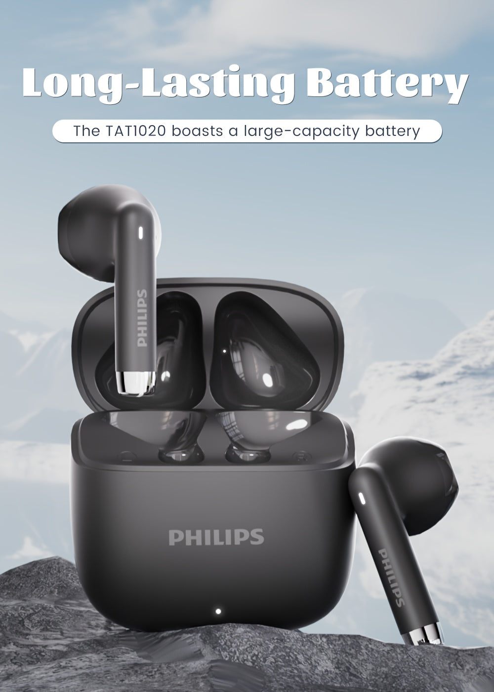 PHILIPS 2025 Wireless Earbuds - New Upgrade V6.0, Low Latency, Long Battery Life, Sound Isolation, with Mic for Gaming, Sports, And Music