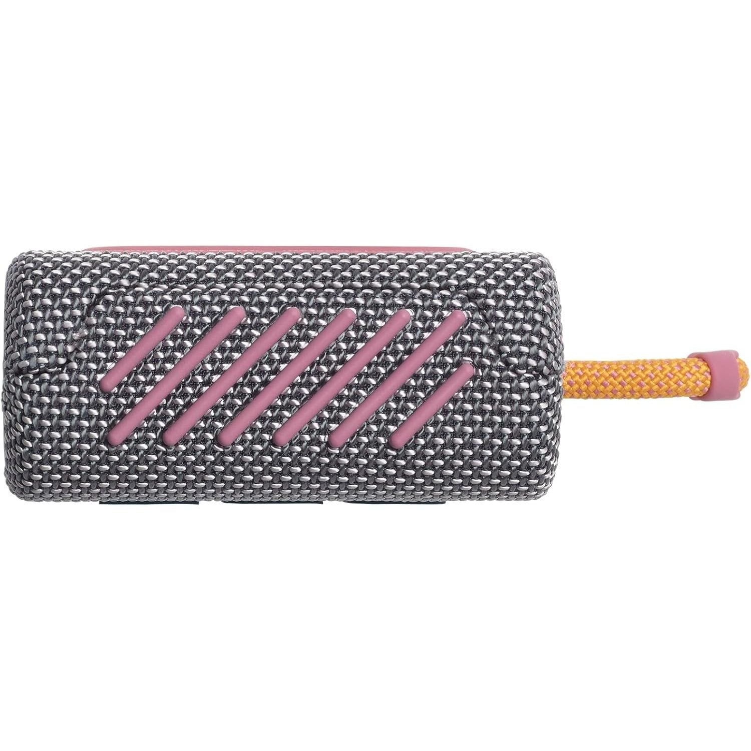 JBL Go 3 Portable Mini Bluetooth Speaker – Big Audio & Punchy Bass in a Pocket-Size Design, IP67 Waterproof & Dustproof for Shower/Beach/Pool, Up to 5 Hours Playtime per Charge, Rugged Fabric & Durable Housing, Integrated Carry Loop, USB-C Fast Recharge,