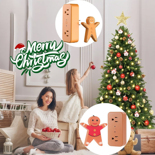 Christmas Tree Remote Control Socket, Men's Wireless Remote-Controlled Gingerbread, Christmas Tree Remote with Built-in Music Function, 100-Foot Range, Christmas Decorations