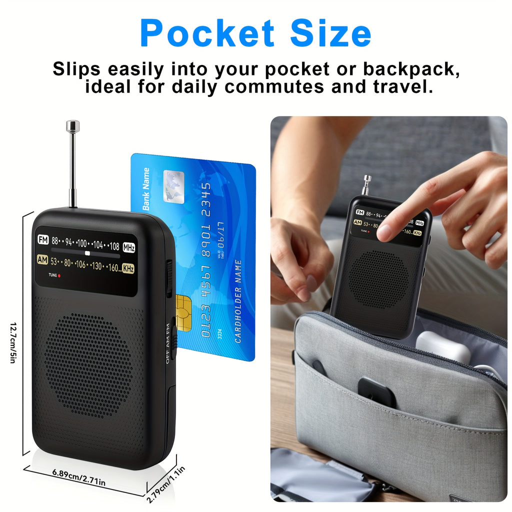 Qoosea Portable AM/FM Radio with Long-Distance Reception - Handheld Transistor Radio with Crystal Clear Speaker | Battery Operated (2AA) | for Emergency, Outdoor, Travel, Home Use