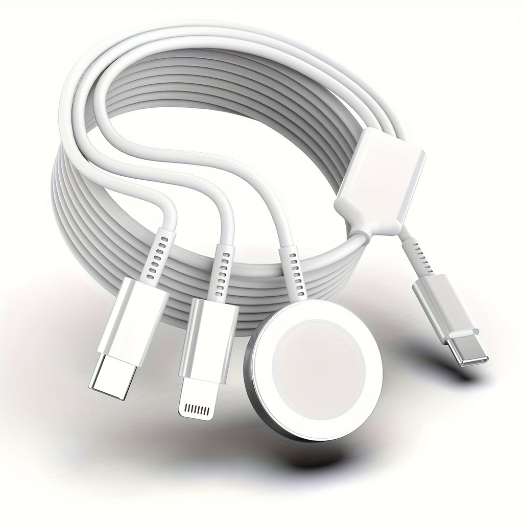 3-In-1 (White/6Ft/1.8M) Charger for Apple Watch, for Iphone Watch Charger, USB C Multi Charging Cable for Various Devices, Travel Charger for Iwatch 9/8/7/6/5/4/3/2/1/Ultra2/Se, Compatible with for Iphone 15/14/13