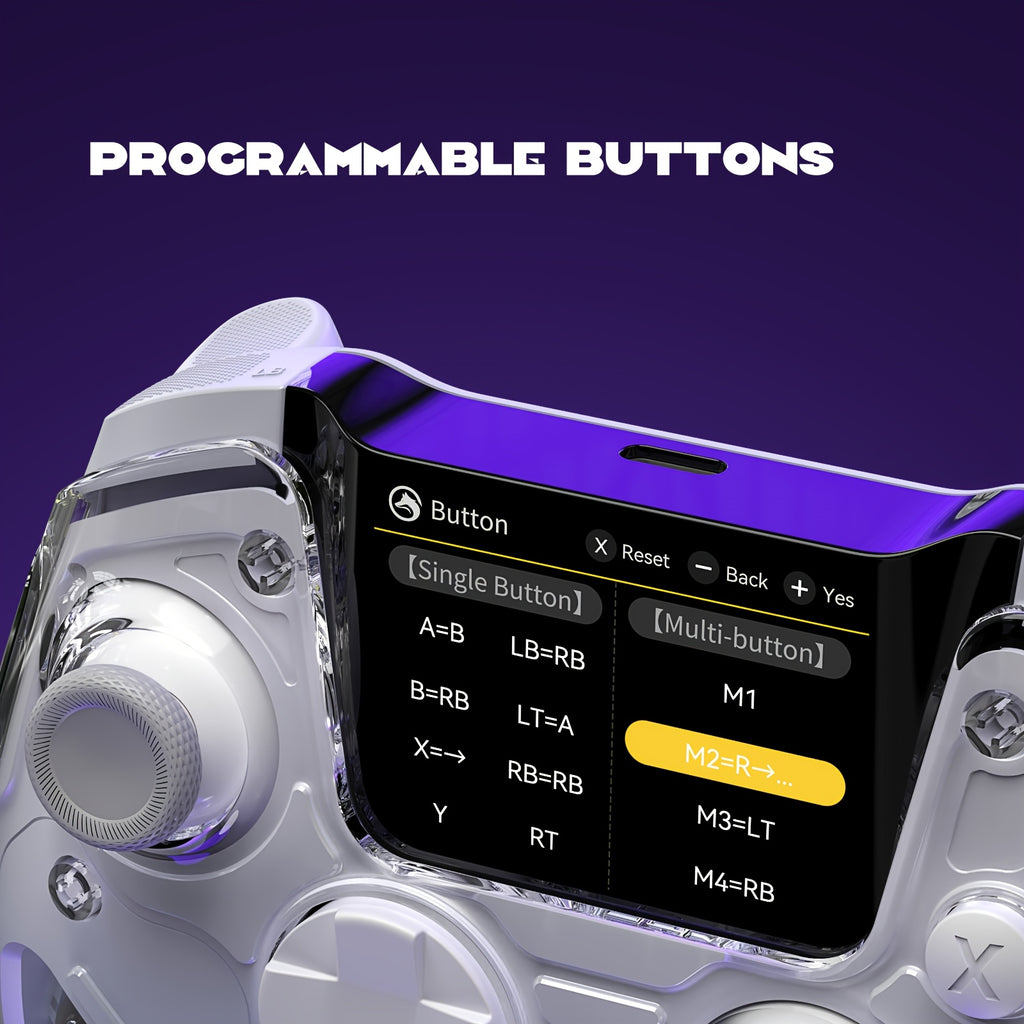 [Wireless Gaming Controller V2] Wireless Gaming Controller V2/White - Interactive Screen, Hall Effect Stick & Trigger, RGB Lighting, Remappable Buttons, 1800mAh with Charging Dock for PC/Switch/iOS/Android/Steam Deck (No Drift) [Notice: Not Compatible wit