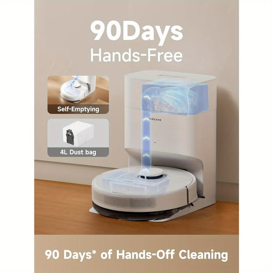 DREAME D10 Plus Gen 2 Robot Vacuum and Mop, Self-Emptying Base for 90 Days of Cleaning, 6000 Pa Suction and LiDAR Navigation, Obstacle Avoidance, Wi-Fi Connected, Refurbished