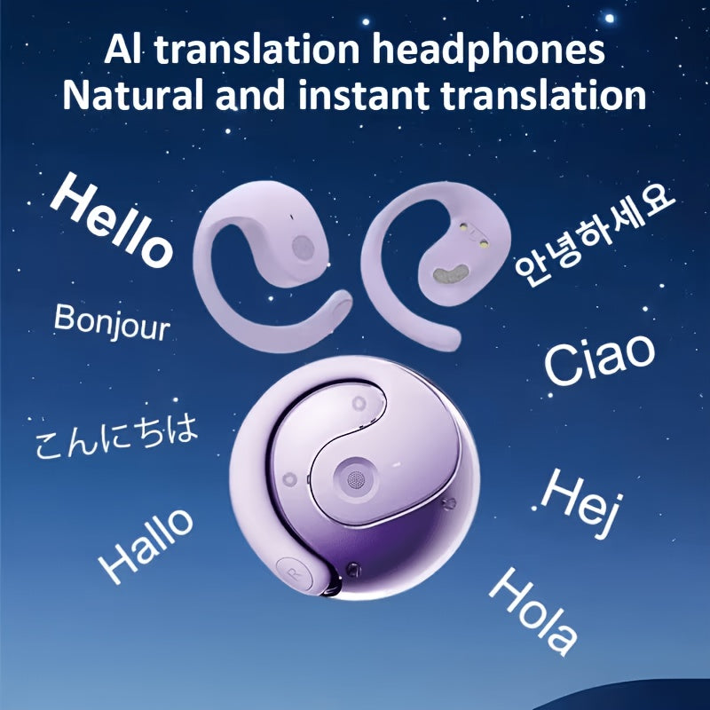 Translation Earphones Supporting Over 100 Languages, Small Coconut Ball Hanging TWS Wireless Earphones, Music Without Delay, Translation Earphones, Conference Recording Translation, Real-Time Voice Translation, Fast Charging, And Free Lanyard