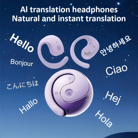 Translation Earphones Supporting Over 100 Languages, Small Coconut Ball Hanging TWS Wireless Earphones, Music Without Delay, Translation Earphones, Conference Recording Translation, Real-Time Voice Translation, Fast Charging, And Free Lanyard