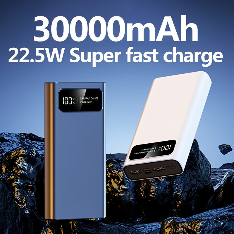 30000mAh Large-capacity Mobile Phone Power Bank, Bidirectional Fast Charging, Outdoor Emergency Power Backup Battery Pack, Portable Power Supply, Ultra-fast Charging, Supports Simultaneous Charging Of Multiple Devices, Holiday Gift, Christmas Gift