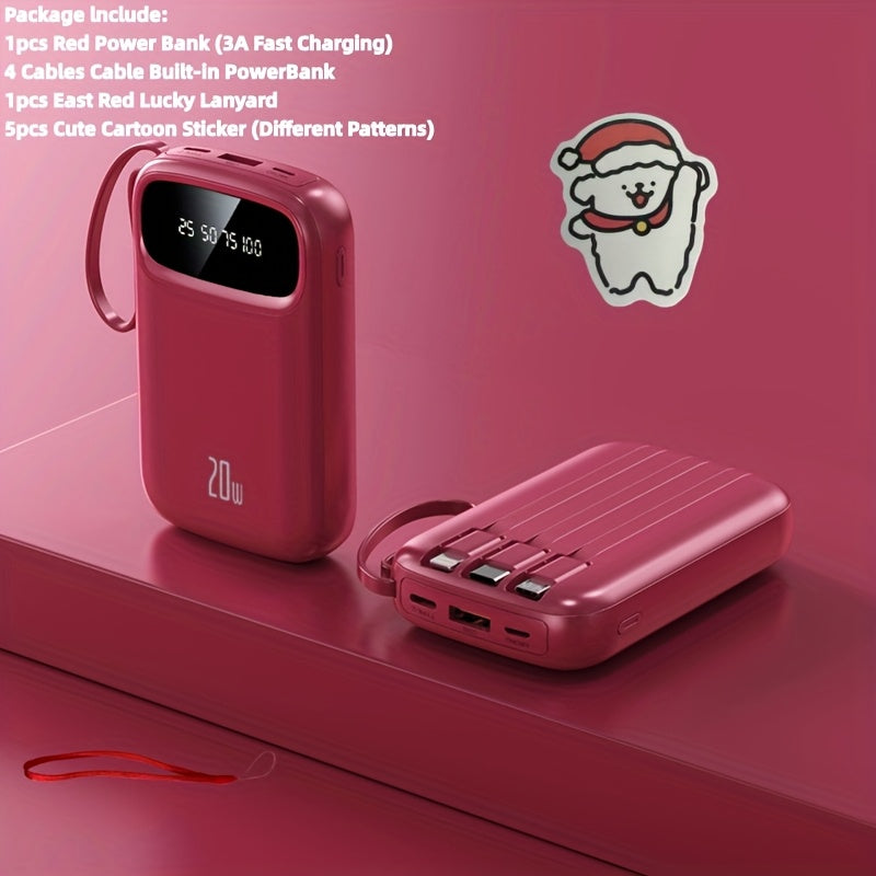 10000mAh Pocket Size Mini Cute 5W Slow Charging/15W Fast Charging/22.5W Super Fast Charging Portable Cartoon Power Bank, Small Size Large Capacity High Appearance, Built-with 3 Cables, High-Speed Rechargeable Battery, Travel Must Have, for iPhone