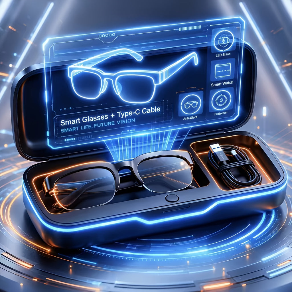 2026 Smart Audio Glasses Gift Set with Case, AI Translation Glasses, Bluetooth Glasses, Open Ear Audio Glasses with Built In Mic, Hands Free Calling Wireless Music Smart Fashion Glasses for Travel Driving Outdoor Business Tech Gift