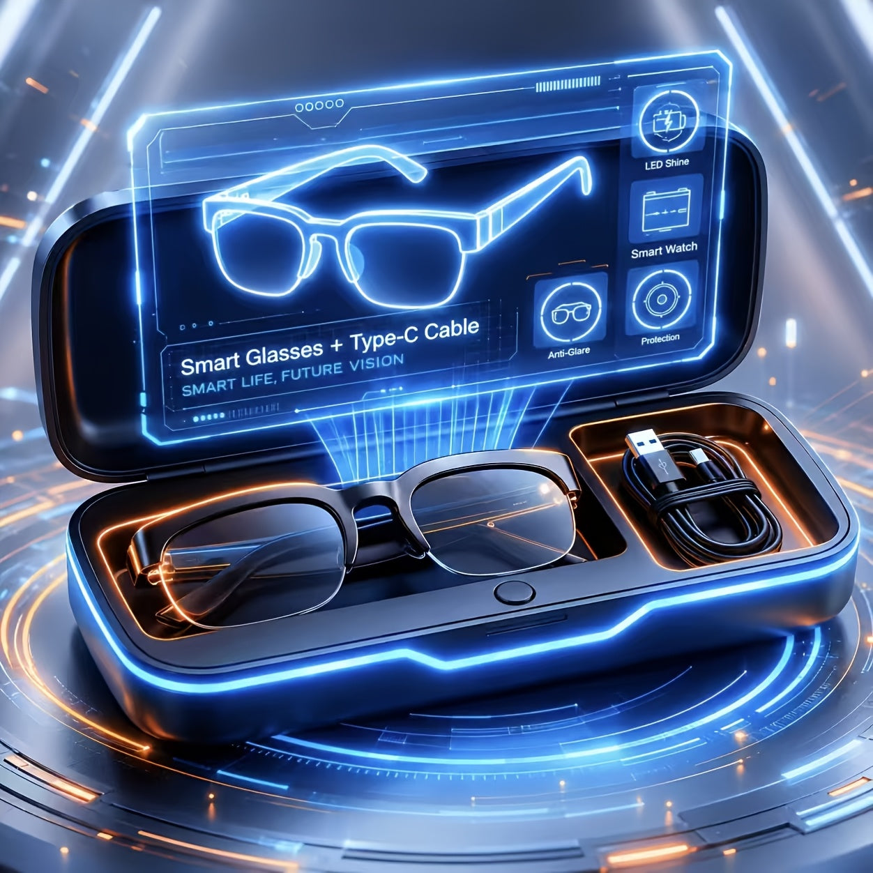 2026 Smart Audio Glasses Gift Set with Case, AI Translation Glasses, Bluetooth Glasses, Open Ear Audio Glasses with Built In Mic, Hands Free Calling Wireless Music Smart Fashion Glasses for Travel Driving Outdoor Business Tech Gift