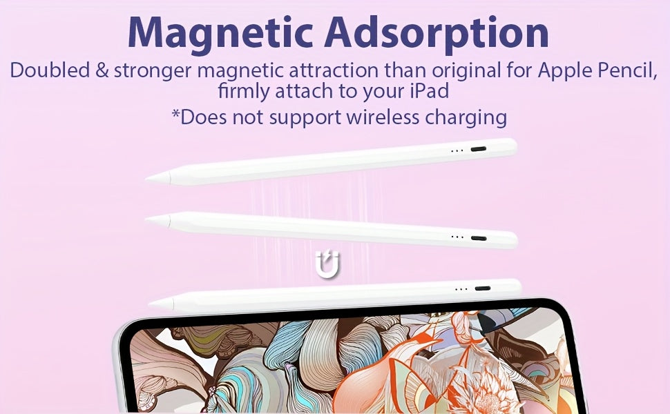 Magnetic Wireless Charging Pencil 2nd Generation for iPad 2018-2023 Model Compatible with Pro11in 1/2/3/4, Pro 12.9in 3/4/5/6, Air 3/4/5, Mini 5/6, iPad 6/7/8/9/10 Student Gift Idea