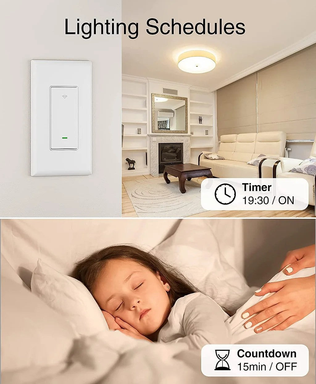 Gosund Smart Switch, 3-Way Wifi Smart Light Switch Compatible with Alexa And Google Home, Scheduling Timer And Voice Control, Neutral Wire Required, 3-Way Wall Mounted, FCC ID, 2.4Ghz Wifi Solely