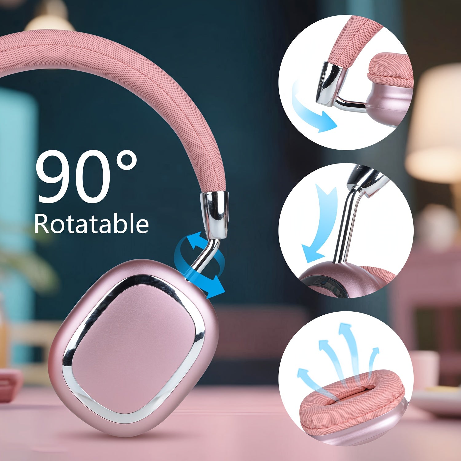 B35 Wireless Over-Ear Noise-Canceling Headphones | Wireless 5.3, Metal 90° Rotating Earpads, 6-8 Hours Of Playtime | Noise-Canceling For Immersive Sound | Compatible With Ios, Android, And Windows | Ideal For Music, Gaming, And Commuting