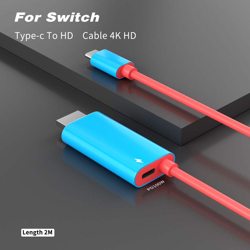 Portable 4K 30Hz HDTV-Compatible Cable for Nintendo Switch 1/OLED PD 100W Charging USB C to HDTV Adapter for Laptop Tablet Phone