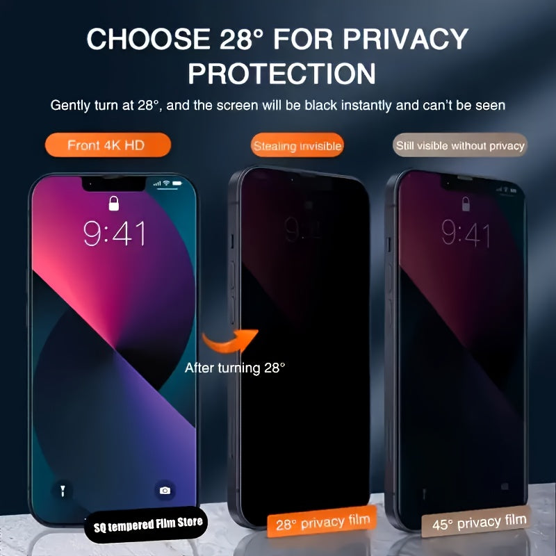 New 360-Degree Complete Black Anti-Peep Film: Full Coverage Privacy Tempered Glass for Iphone X/XS/XR/11/12/13/14/15/16 Pro Max. Multi-Model Anti-Peep Eye Protection Screen Protector with 9H Hardness, Ultra High Definition, Scratch Resistance
