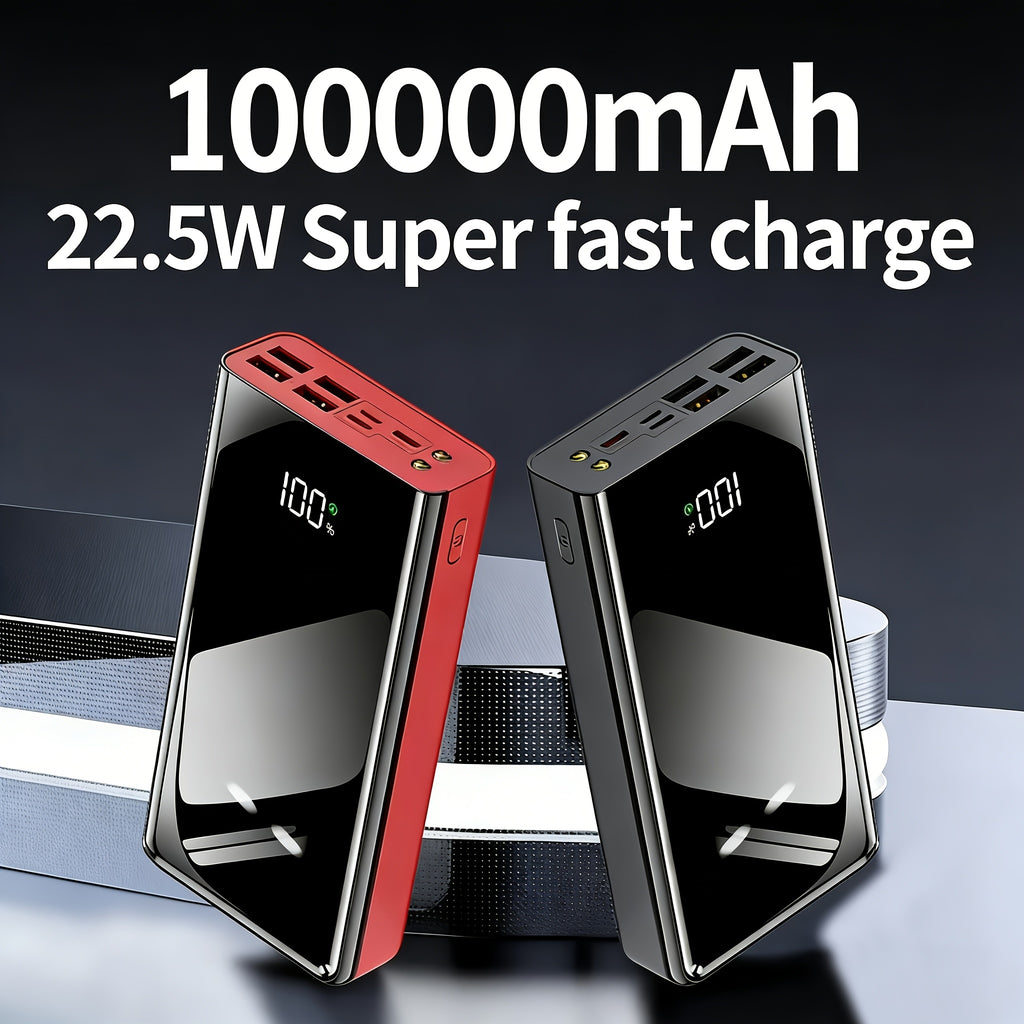 100000/50000mAh Portable Power Bank With Lighting, Fast USB Charger With LED Display, Flashlight And Emergency Power Reserve, Bidirectional Fast Charging, Can Charge Multiple Devices At The Same Time, Outdoor Camping Lights, Holiday Gifts