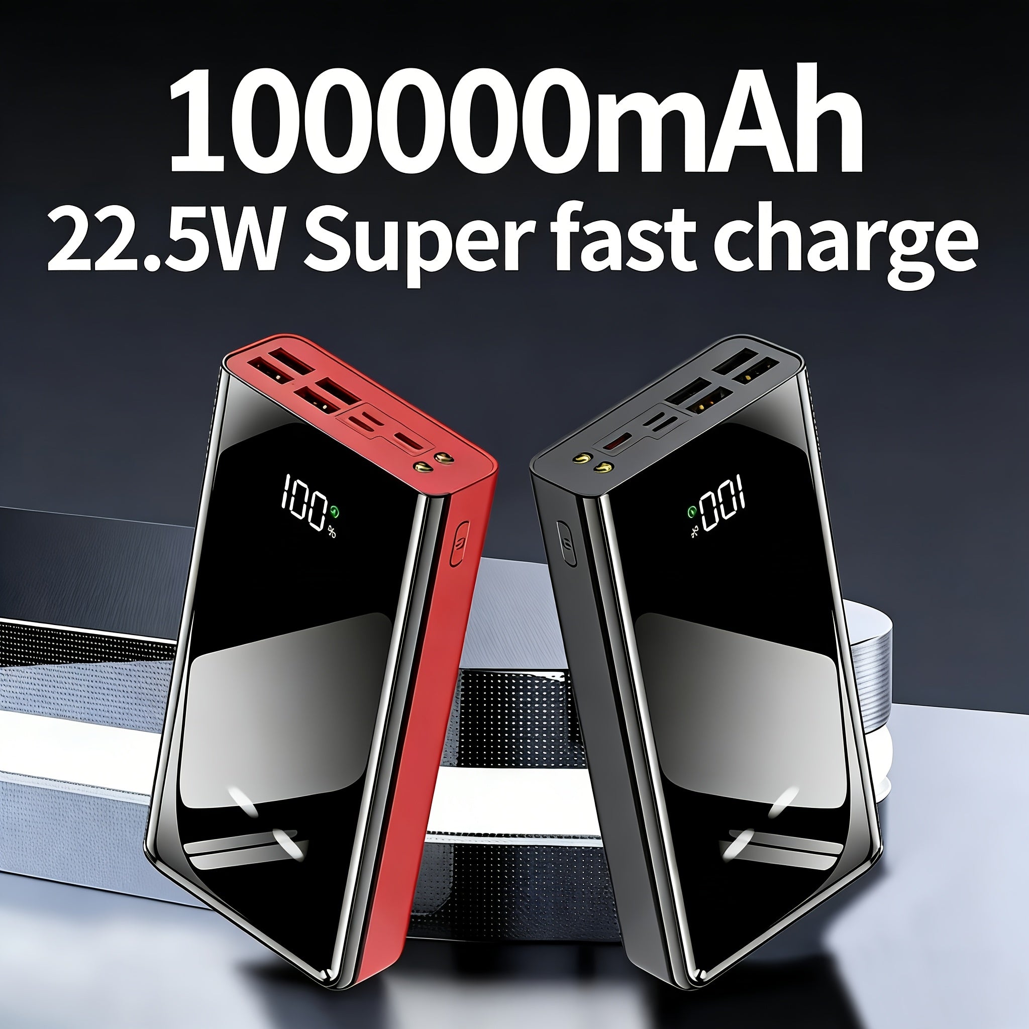 100000/50000mAh Portable Power Bank With Lighting, Fast USB Charger With LED Display, Flashlight And Emergency Power Reserve, Bidirectional Fast Charging, Can Charge Multiple Devices At The Same Time, Outdoor Camping Lights, Holiday Gifts