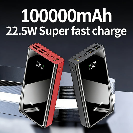 100000/50000mAh Portable Power Bank With Lighting, Fast USB Charger With LED Display, Flashlight And Emergency Power Reserve, Bidirectional Fast Charging, Can Charge Multiple Devices At The Same Time, Outdoor Camping Lights, Holiday Gifts