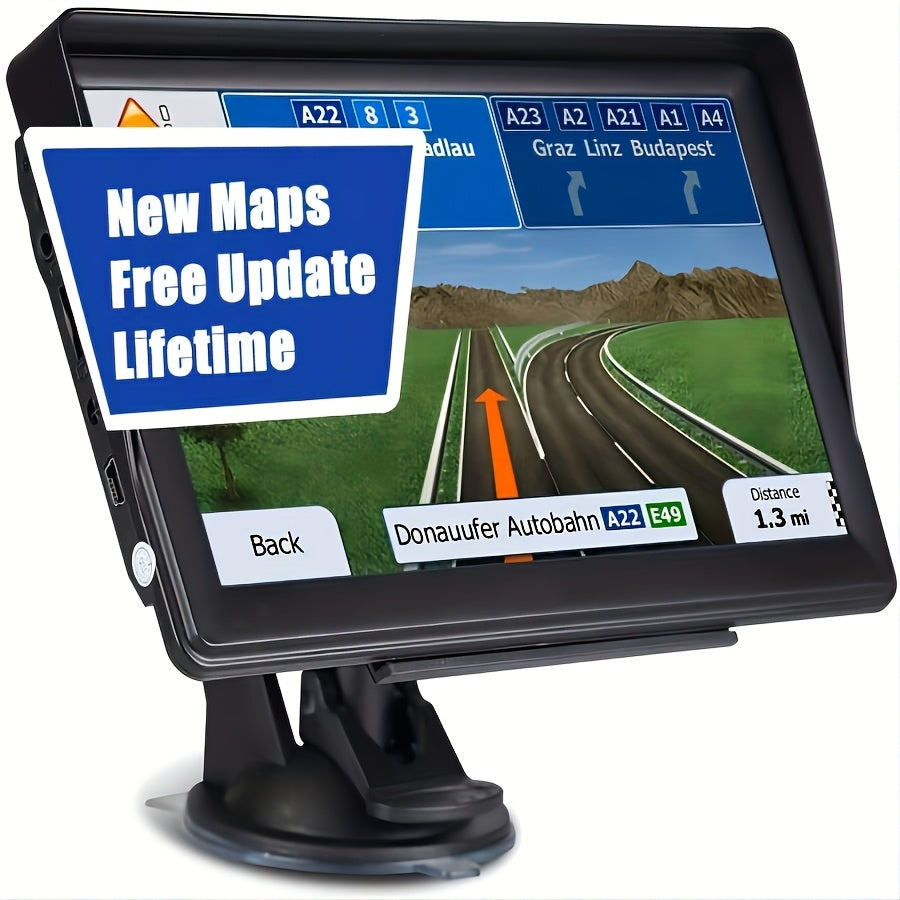 7-Inch Touchscreen Car Navigation System with Entertainment Features and RDS Traffic Update, High-Definition GPS for Cars & Trucks - 256MB+8GB Memory