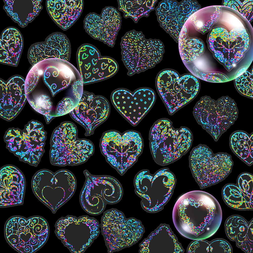 50 heart-shaped sparkling laser stickers - Perfect for laptops, mobile phones, guitars, water bottles, cars, tablets, luggage, etc. - Perfect for parties and holiday gifts