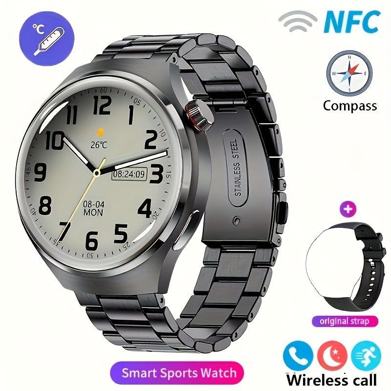 [GPS NFC Smartwatch] 2024 New GPS Motion Trajectory Smart Watch Men NFC Wireless Call Men Watch 360*360 HD Screen Smartwatch Sports Fitness Tracker Outdoors Smart Watch For Men