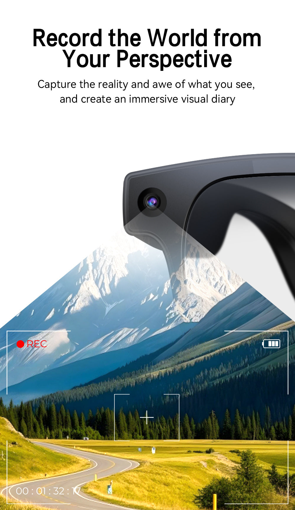 AI Smart Glasses Camera 8MP HD Video Recording Glasses with Audio, Real-Time Translation, Bluetooth Call & Music, AI Object Recognition, Touch Control, Wearable Camera Glasses for Men Women Travel Outdoor
